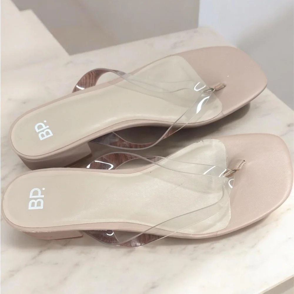 BP Women's Sandals with Clear Straps - Tan